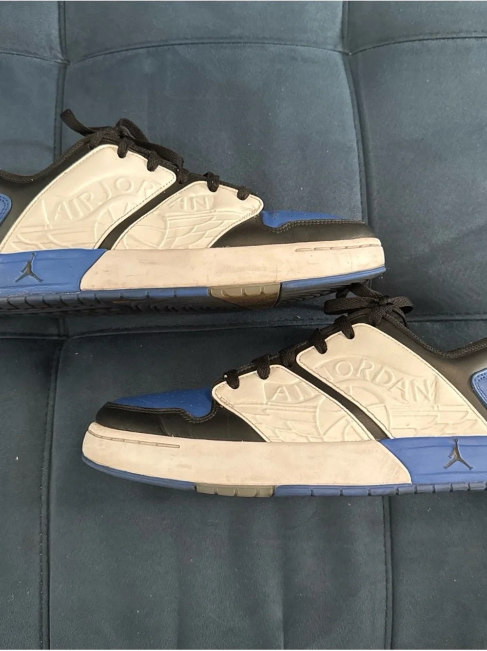 Jordan Nu Retro 1 Low Sneakers in Black, White & Blue